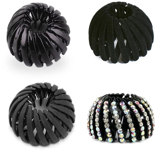 Spille per capelli Vogainest - 4 pezzi - Espandibile - Nero - Plastica - Dimensioni 4 x 6 cm - Clip per capelli