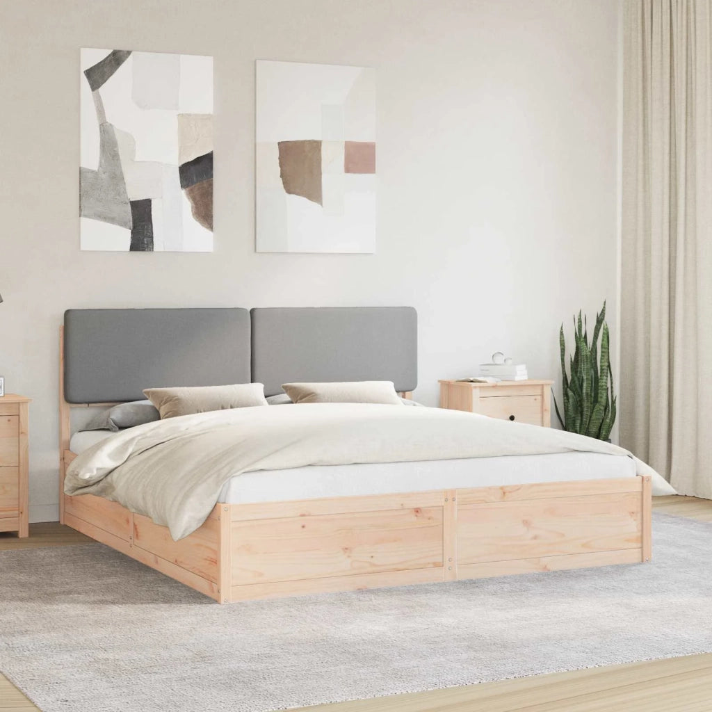 Letto con Testiera Rivestita-Struttura Letto con Testiera Grigio chiaro 200 x 200 cm 909745