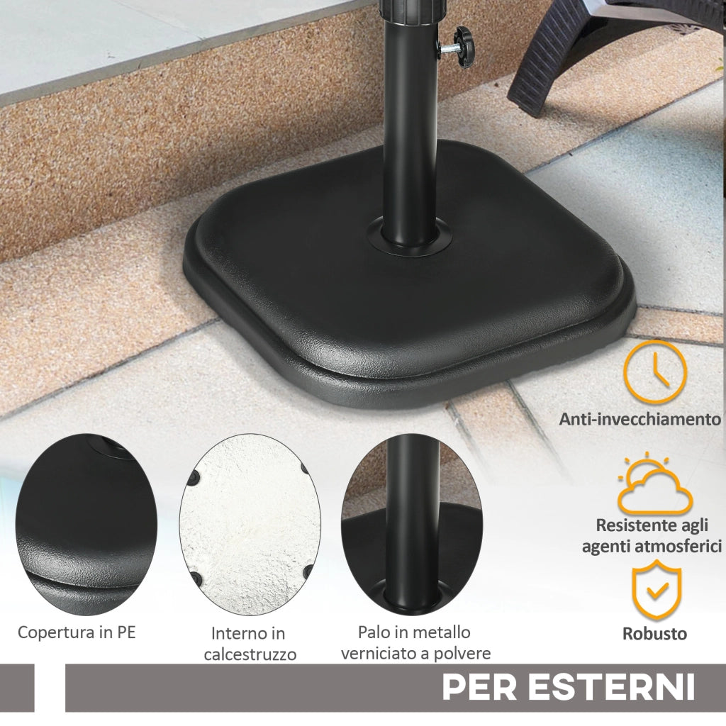 Base per Ombrellone in Plastica e Cemento ¨C Minimal ¨C 36x36x31cm, Nero, 11kg