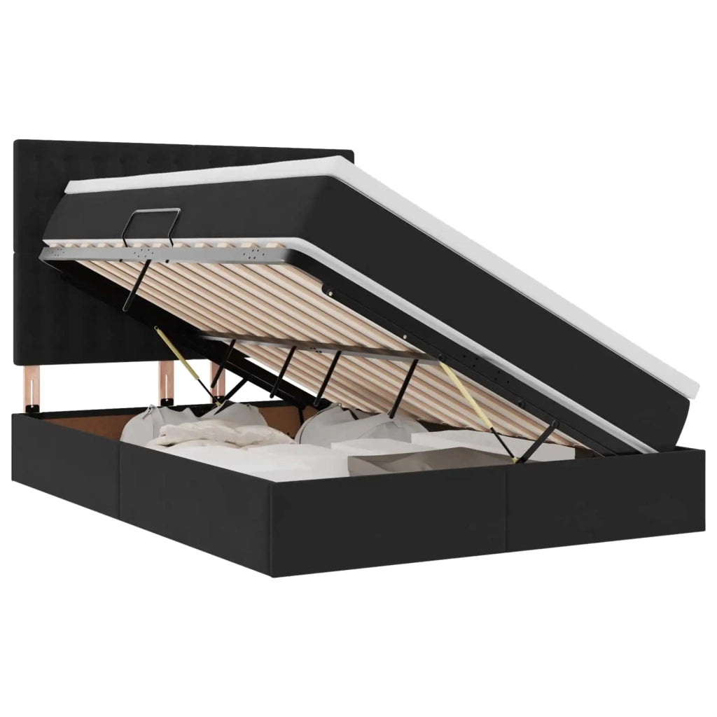 Letto con contenitore e materasso Nero 140 x 200 cm Velluto 3372155