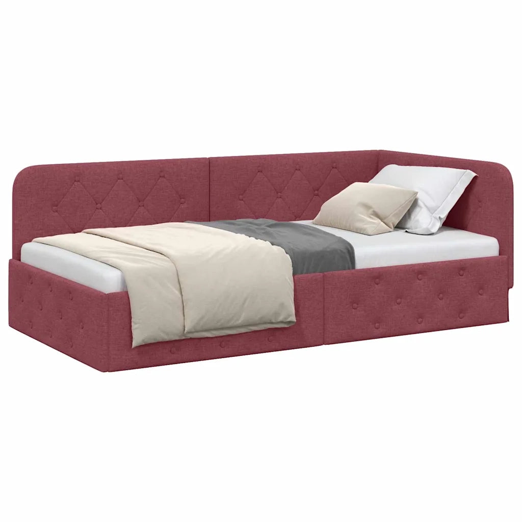 Cornice del letto ad angolo Rosso Vino 90 x 190 cm Tessuto 42016490