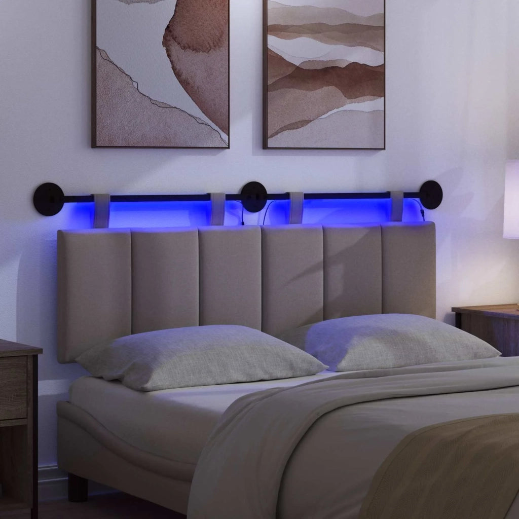 Testiera | Testata sospesa Con luce LED Tortora Tessuto