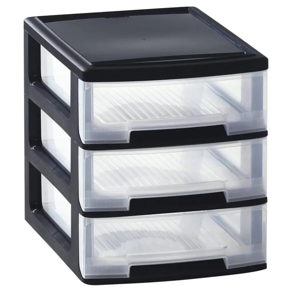 Curver Cassettiera Scrivania a Cubo Babel A4 3x5L Nera e Trasparente 443814