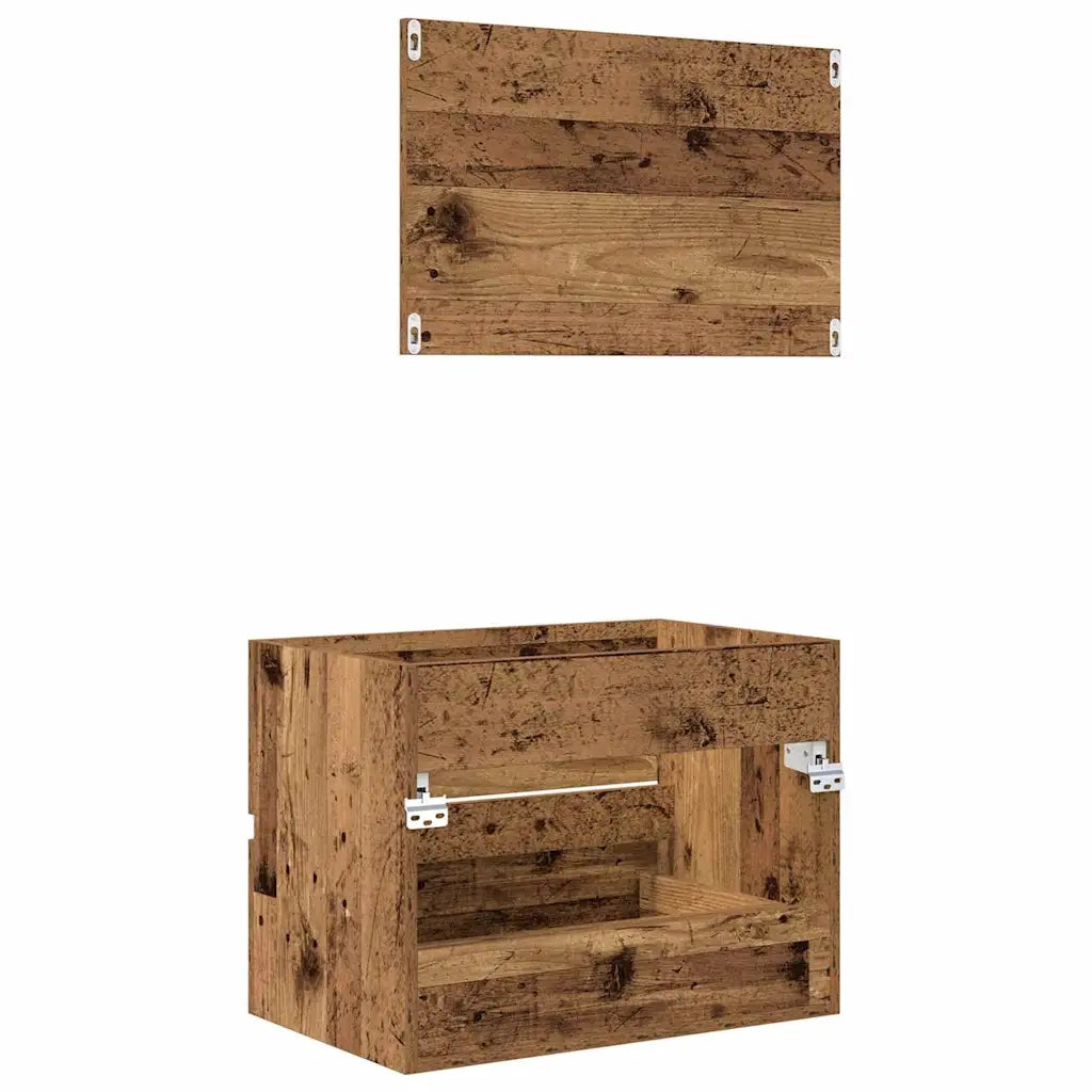 Set di mobili per il Bagno | Armadio da bagno con cassetto 2 pz Legno vecchio