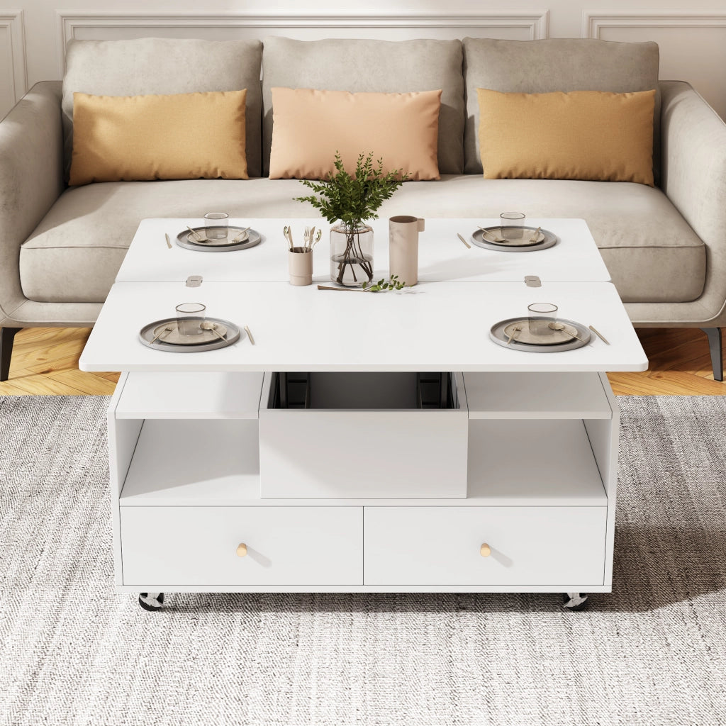 TAVOLO SOFFICE ALZABILE E PIEGHEVOLE 100x50x47,5 cm BIANCO MDF