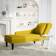 Sdraio con Cuscino e Bracciolo Destro in Velluto Giallo 4009778