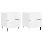 Set di 2 Comodini | Armadio da Notte | Mobiletto da notte Bianco Lucido 43 x 34,5 x 49,5 cm