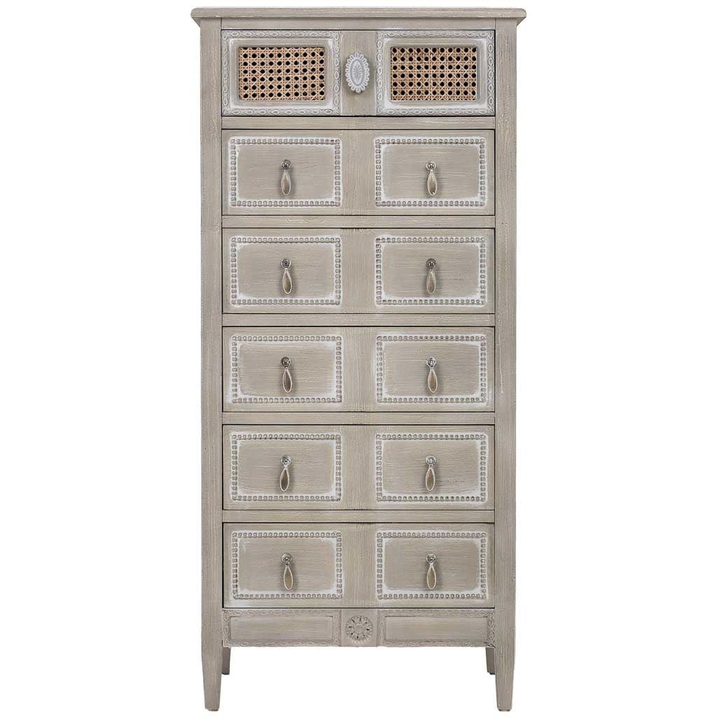 Cassettiera in legno verde 56x36x119h cm
