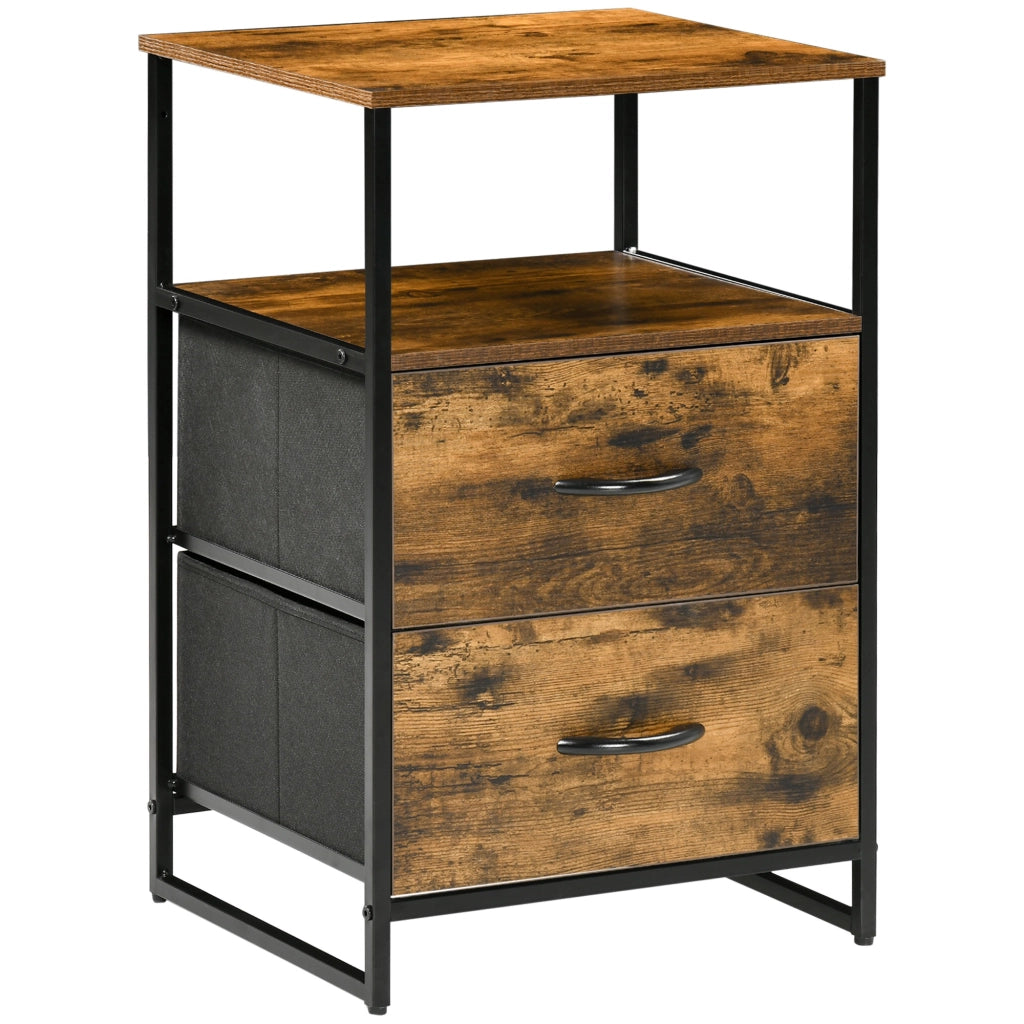 Armadio per soggiorno con cassetti in tessuto ¨C Minimal ¨C MDF, struttura in acciaio, marrone