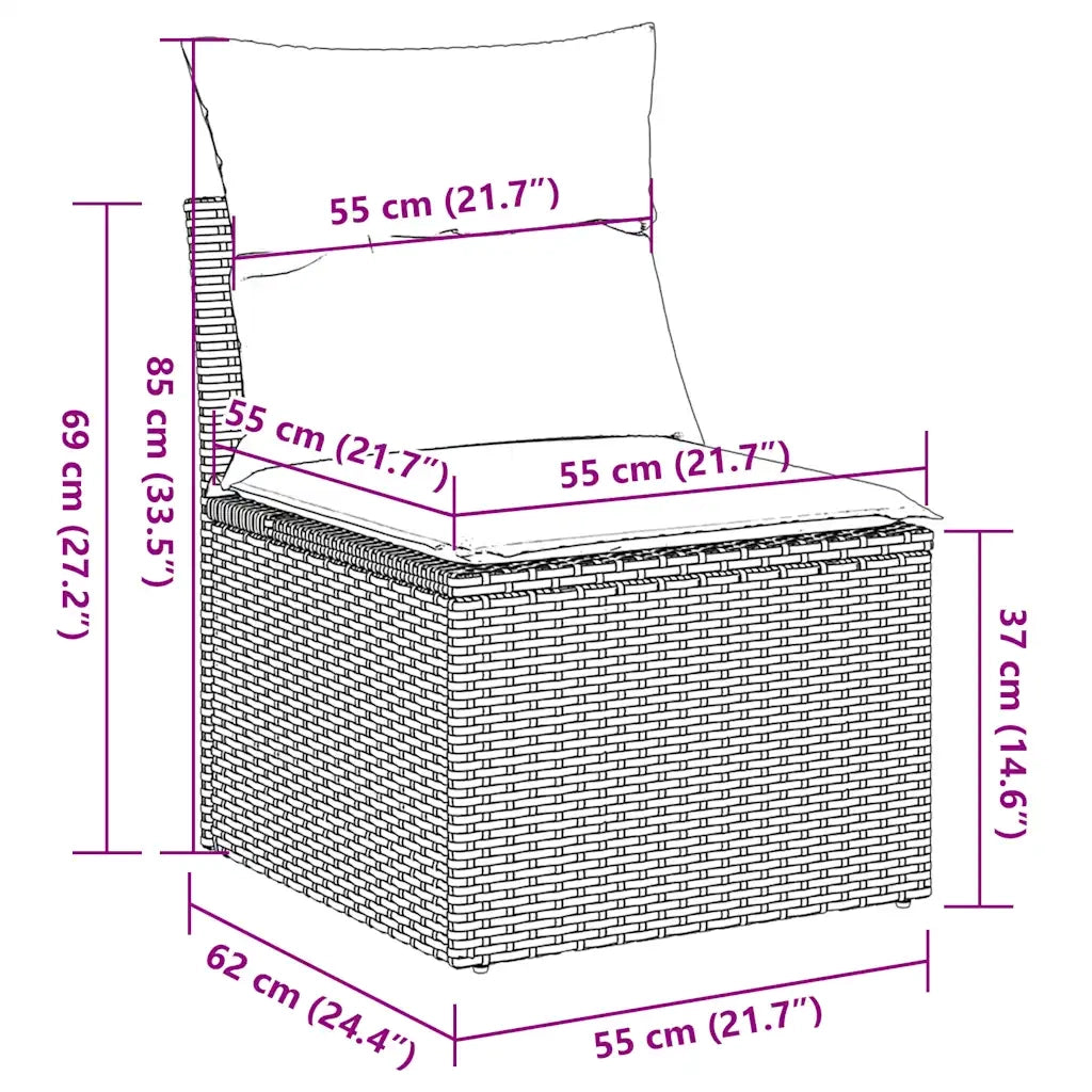 Set Divano da Giardino 3 pz | Set Salotto da Giardino con Cuscini Marrone in Polyrattan