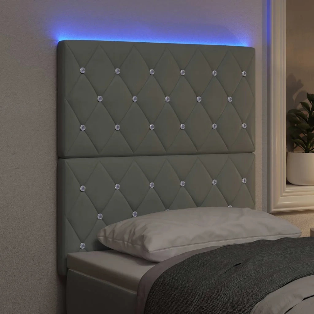 Testiera LED con strisce LED Grigio chiaro 80 cm Velluto 3338342