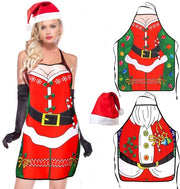 Set di grembiuli natalizi - 2 pezzi - Unisex divertenti - Decorazione natalizia - Grembiuli da cucina per ristoranti - Accessori sexy - Grande e pratica giacca da cucina - Grembiuli da cucina