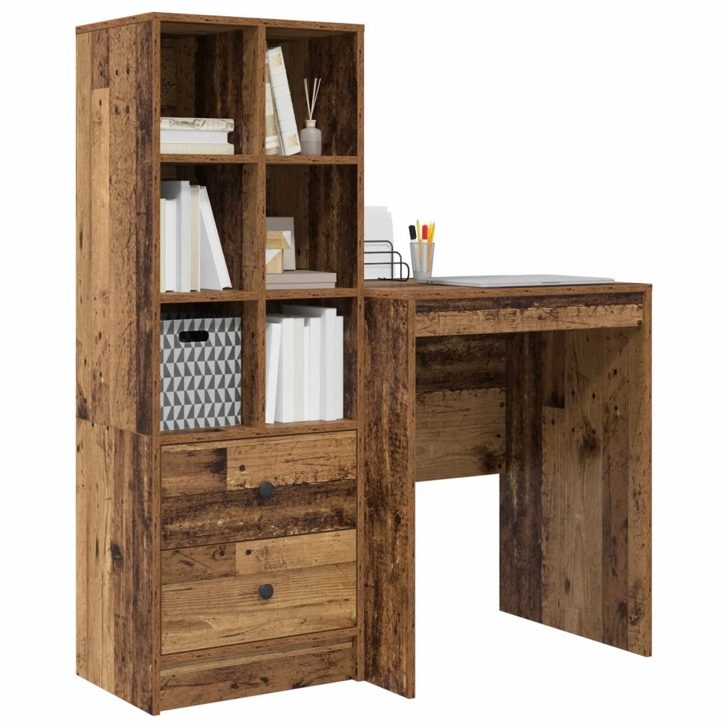 Scrivania con cassetto con lo scaffale 2 pcs Legno vecchio 3337343