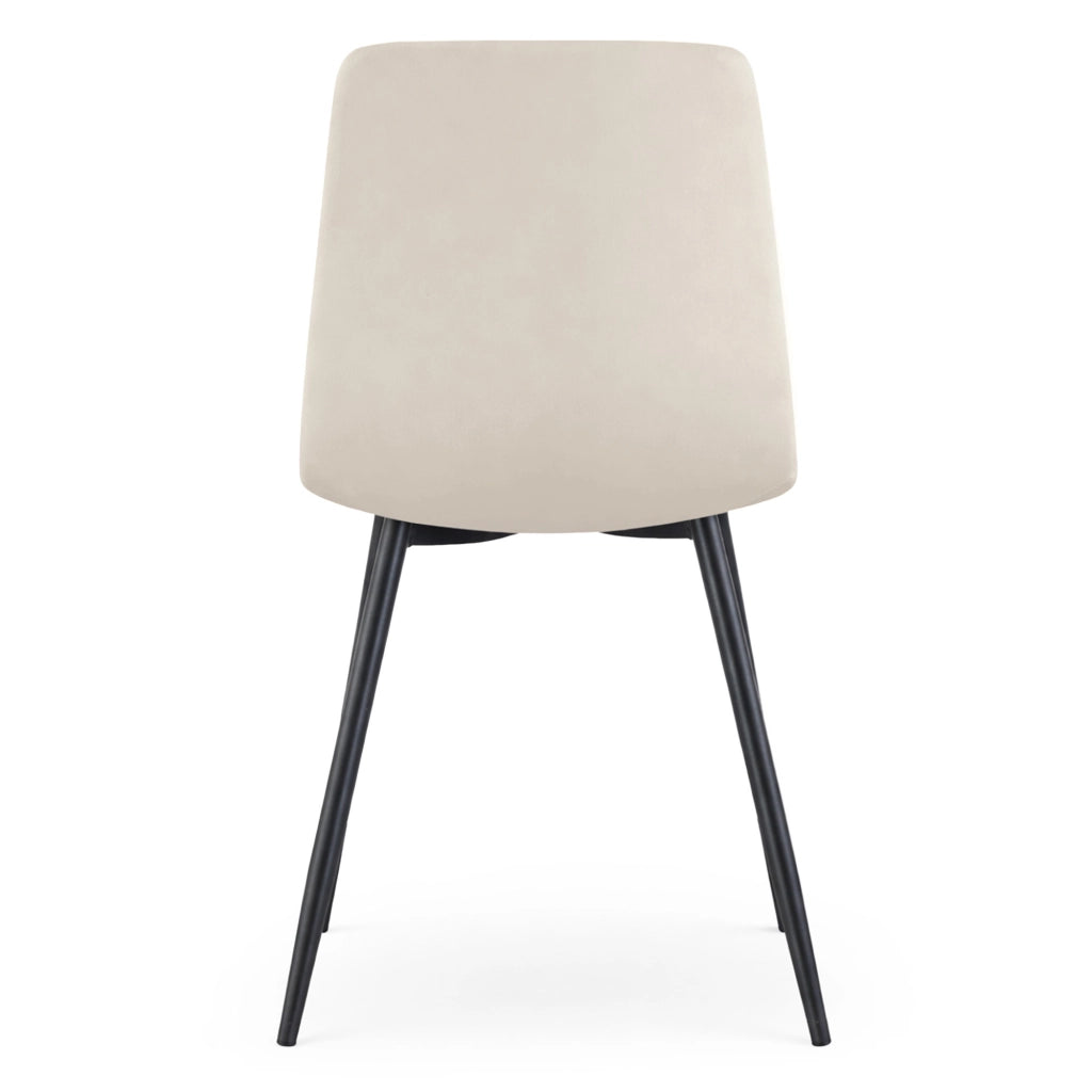 Sedia in velluto trapuntata NERO Beige gambe nere