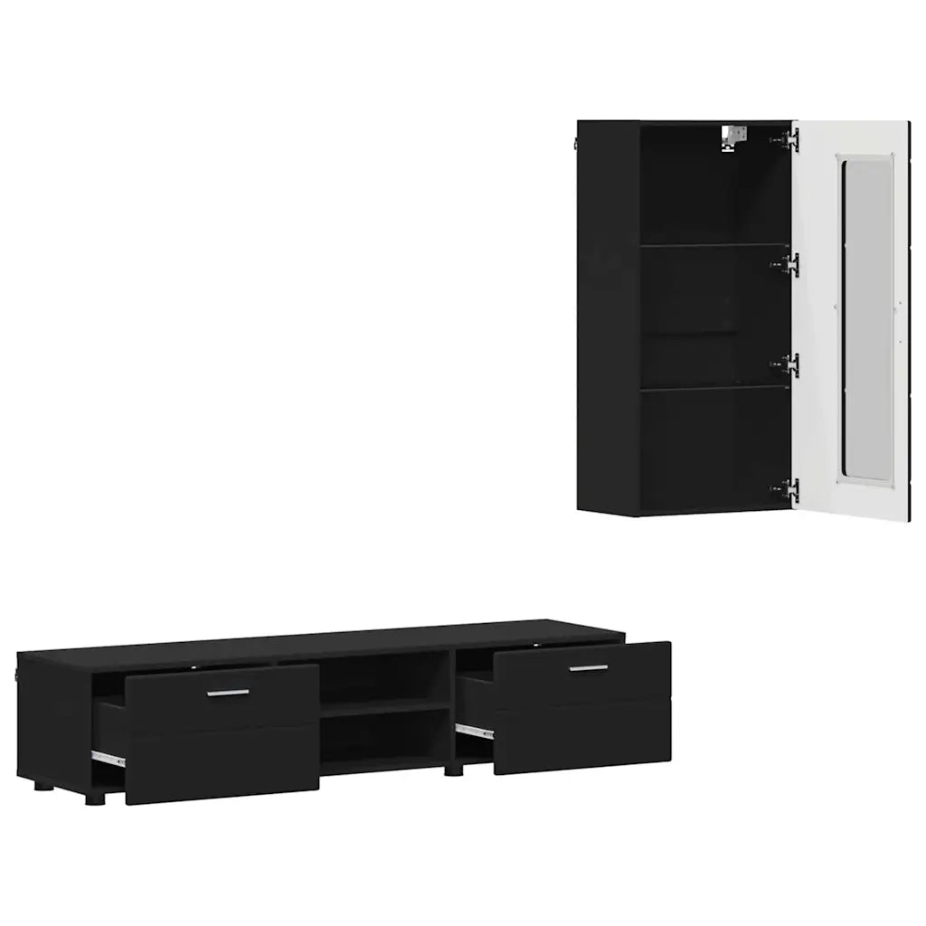 Set mobile TV con cassetto FLORIN Nero Legno multistrato
