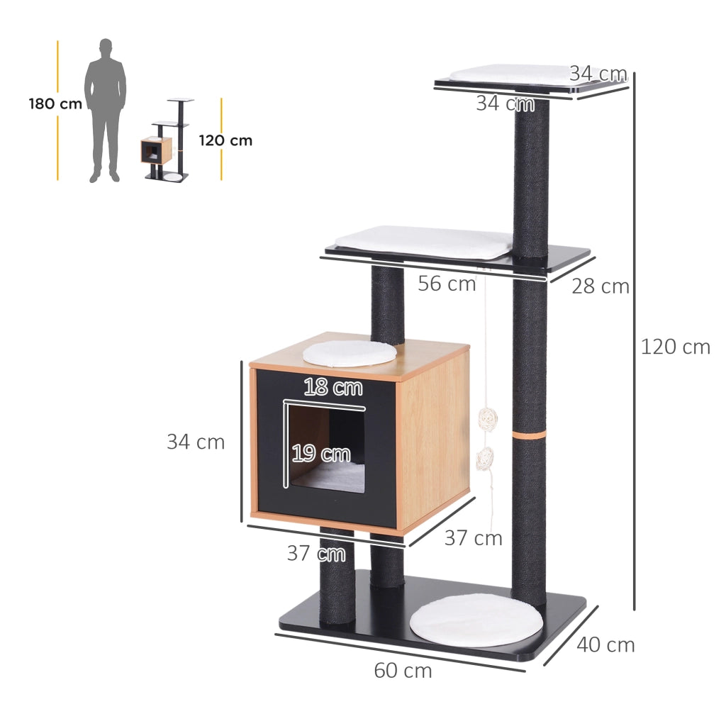 Albero per gatti con piattaforme e grattatoi ¨C Minimal ¨C 71.5x49.5x120 cm MDF nero