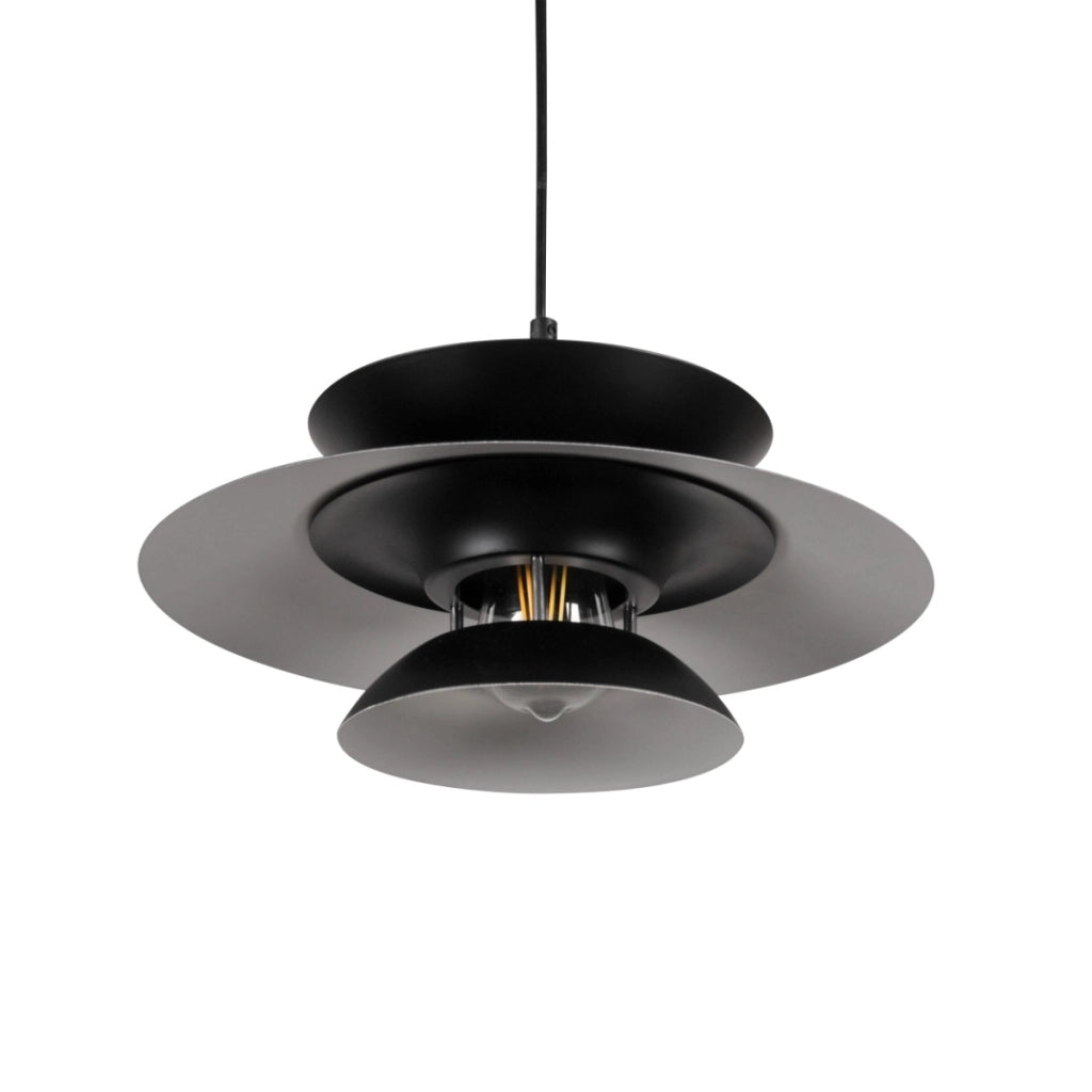 Lampada a sospensione Berit nera metallo Ø35 E27 Polux