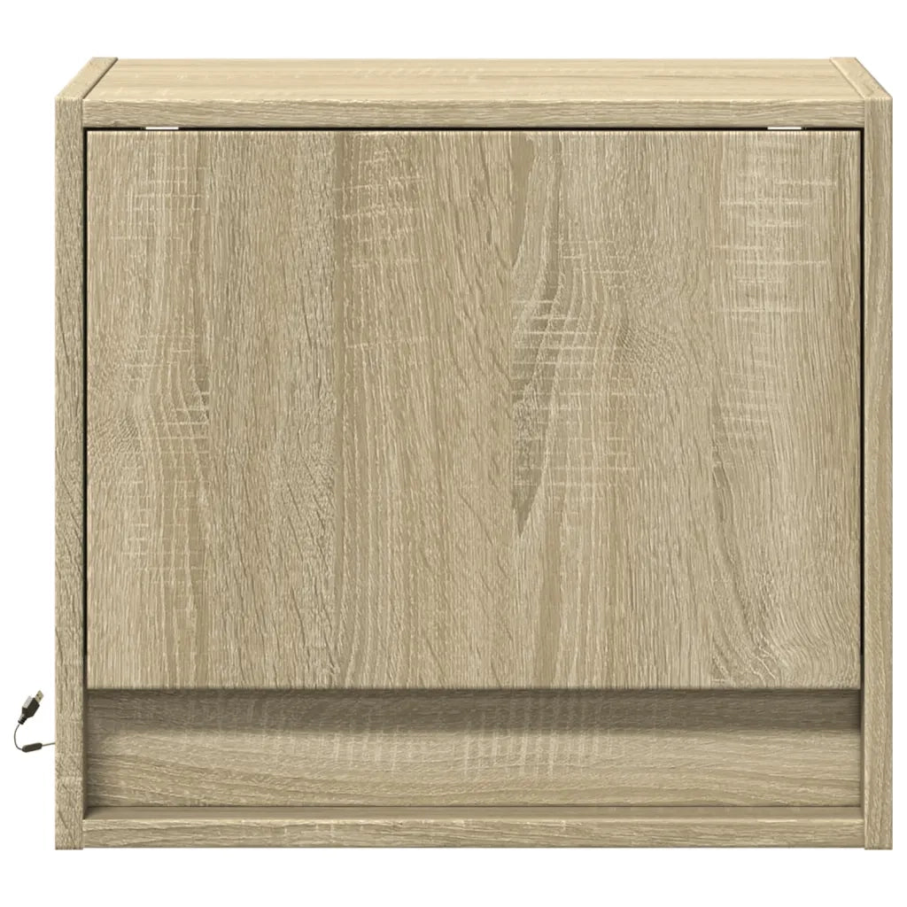 Comodini a Parete con luci LED 2 pz Rovere Sonoma 852080