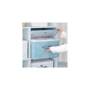 Trade Shop - Box Scatola Salvaspazio Armadio Contenitore Porta Oggetti Organizer 40x30x25 Cm - Celeste