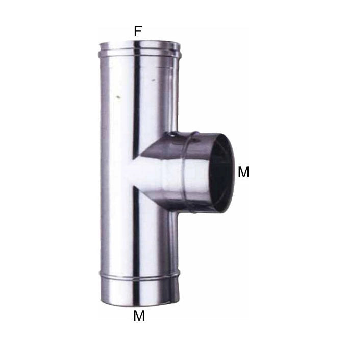 ALA 8018915012591 Gomito a T inox AISI 316L sistema ALA INOX MP connessione maschio-femmina guarnizione siliconica termoresistente colore Acciaio