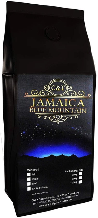 Caffè in grani Jamaica Blue Mountain AA 450 g - Caffè in grani non tostati - Leggermente tostati - Intenso aroma - Acido equilibrato - Caffè specialità - Caffè