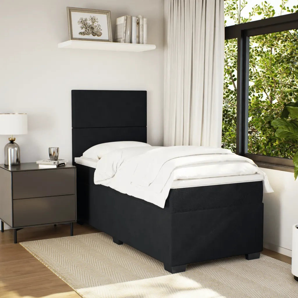 Giroletto a Molle con Materasso Nero 80x200 cm in Velluto