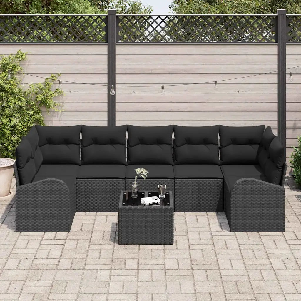Set Divano da Giardino Nero 55 x 55 x 37 cm polyrattan 3345963