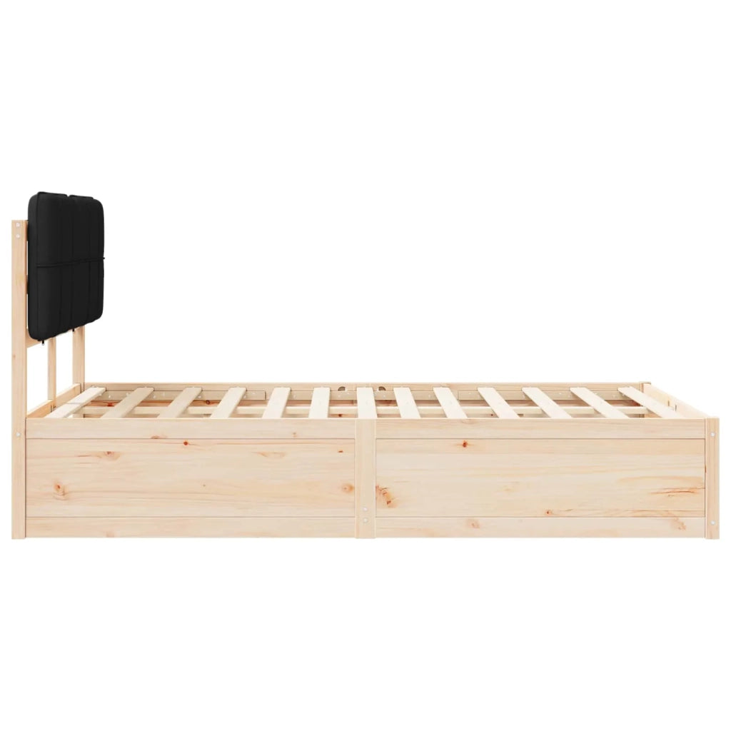 Letto matrimoniale | Letto per adulti | Letto con Testiera Rivestita Nero 120 x 190 cm Pino massello