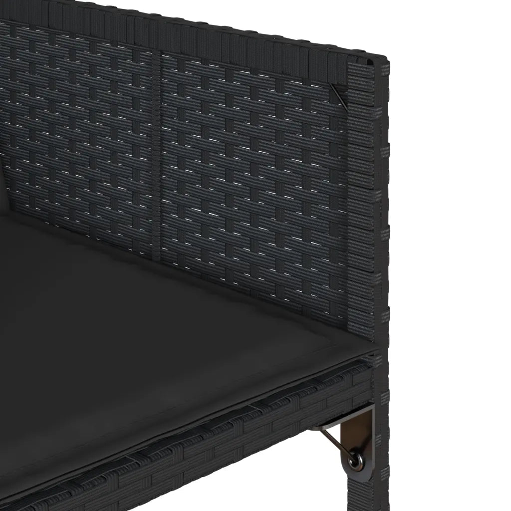 Set da Pranzo da Giardino 7 pz Nero con Cuscini in Polyrattan 3278034