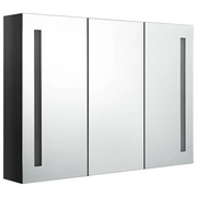 Armadietto Bagno | Armadio da bagno con Specchio e LED Nero Lucido 89x14x62 cm