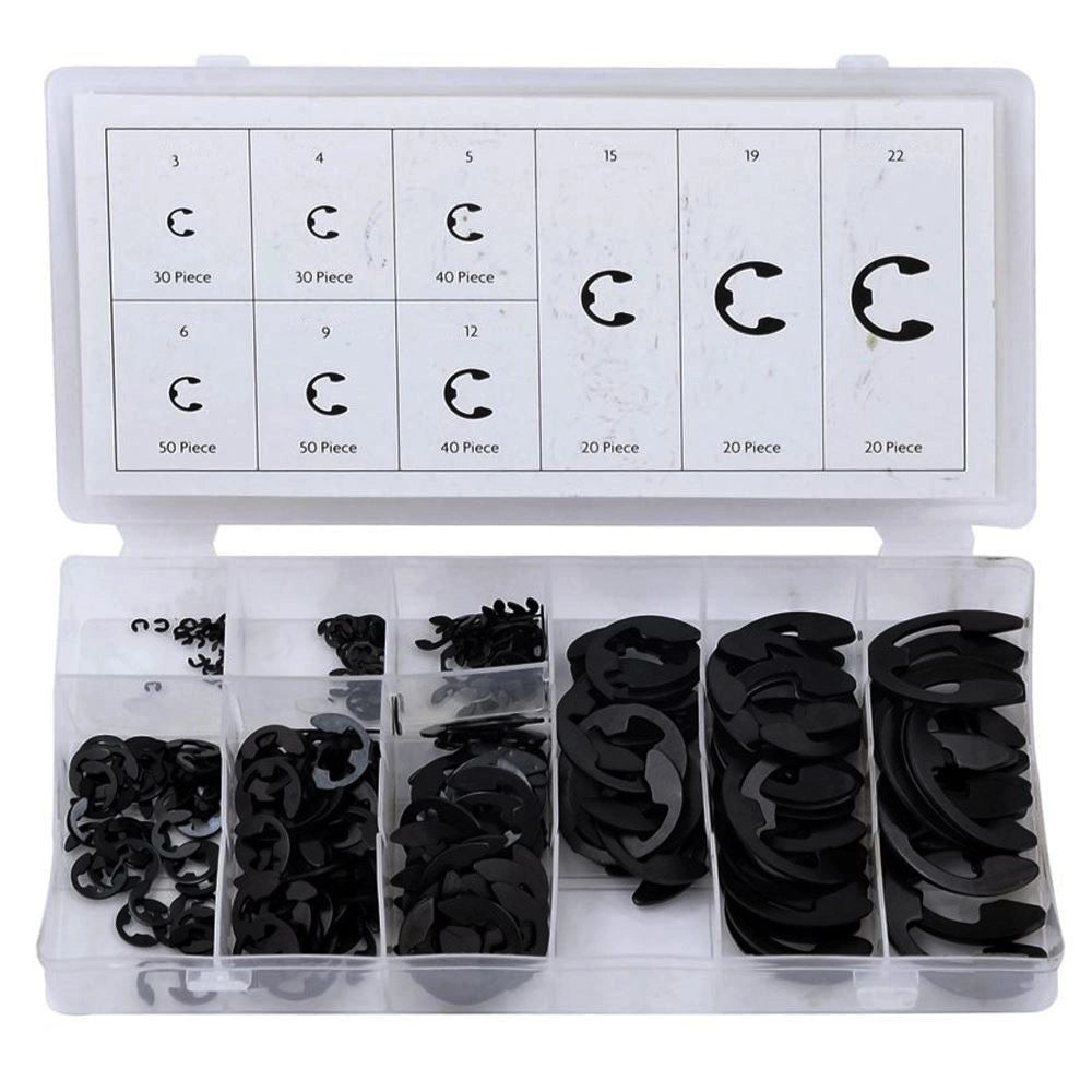 SERIE SET KIT ASSORTIMENTO 300 ANELLI SEEGER RONDELLE ELASTICO E-CLIPS