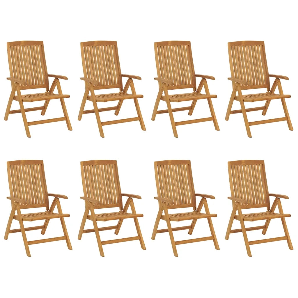 Sedie da Giardino Reclinabili con Cuscini 8 pz in Legno di Teak 3196536