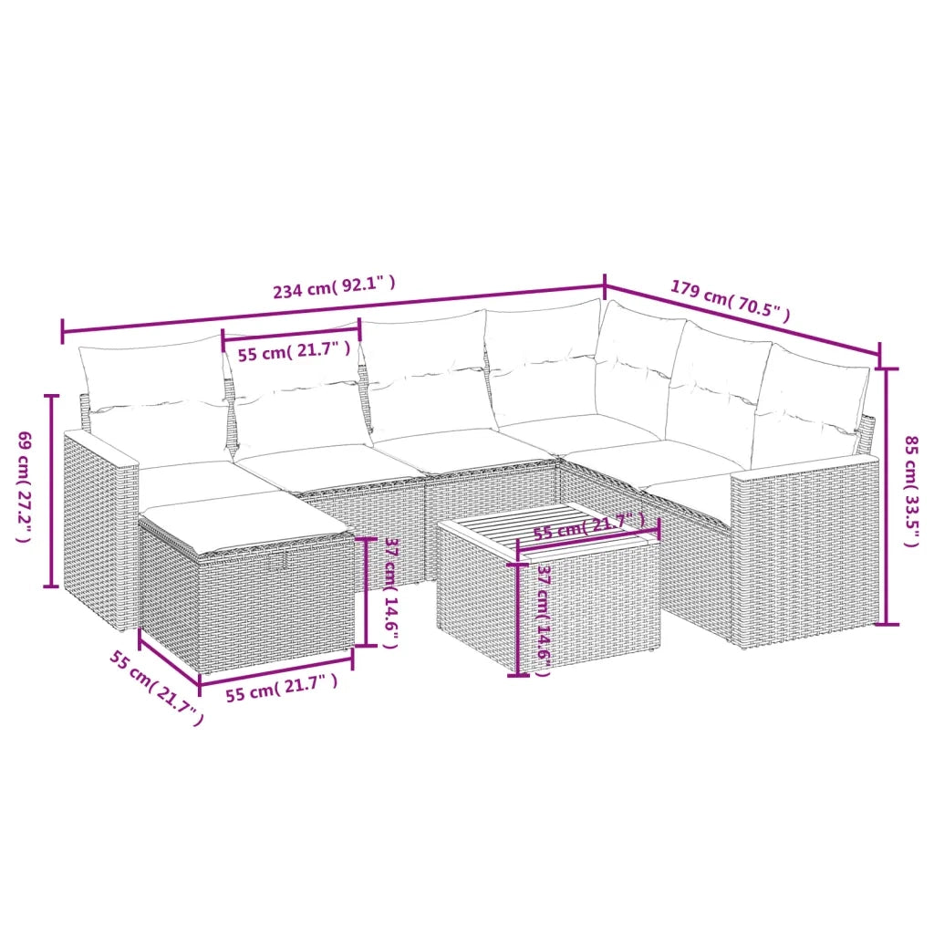 Set Divani da Giardino con Cuscini 8 pz Nero in Polyrattan 3265333