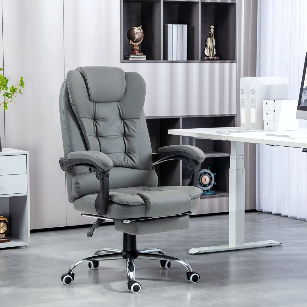 Sedia da ufficio ergonomica reclinabile con poggiapiedi ¨C Xylo ¨C Finta pelle grigio
