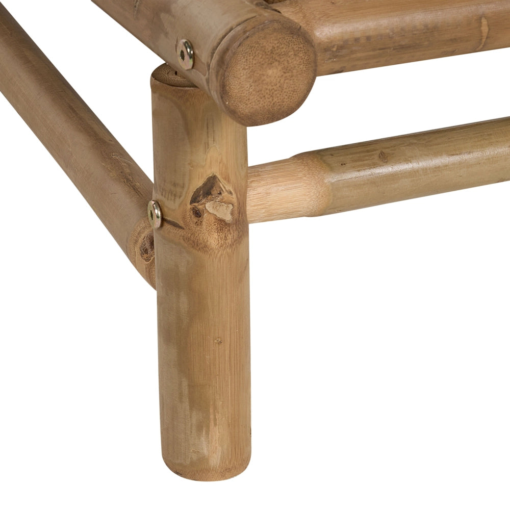 Set di 2 sedie in legno da giardino in bambù con cuscini color tortora interno ed esterno stile moderno rustico