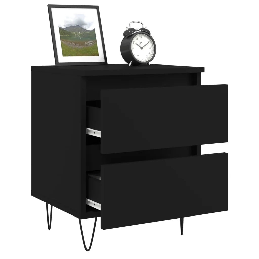 Comodino Nero 40x35x50 cm in Legno Multistrato 826878