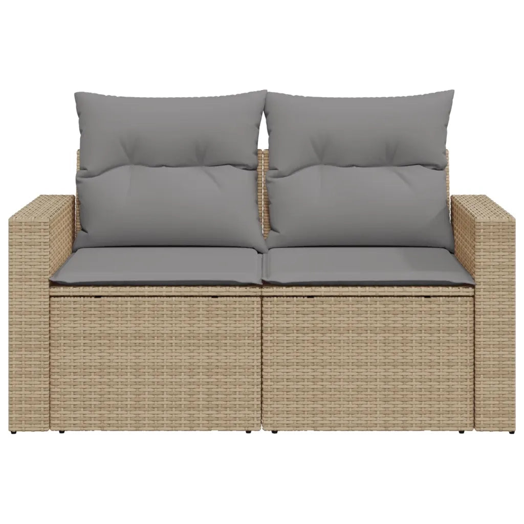 Divano da Giardino con Cuscini a 2 Posti Beige in Polyrattan 366105
