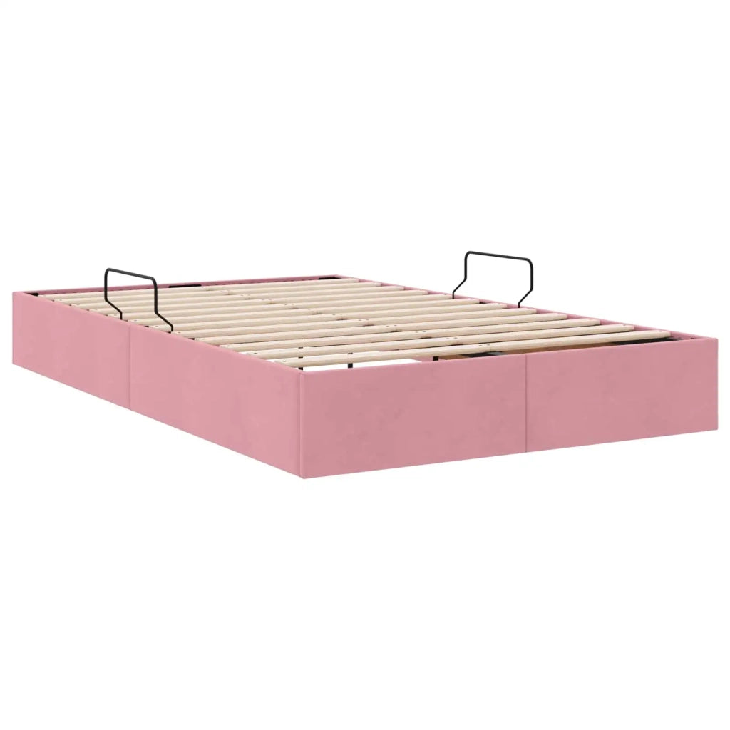Letto ottomano con archiviazione Rosa 120 x 200 cm Velluto 3442873