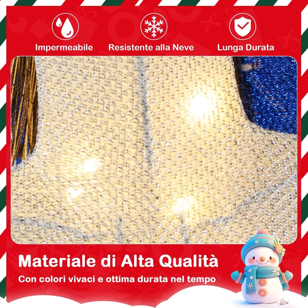 Soldato di Natale Illuminato 184 cm, Soldatino Schiaccianoci Illuminato con 110 Luci LED, Fascette e Base, Decorazioni Natalizie per Interno ed Esterno (2 Pezzi)