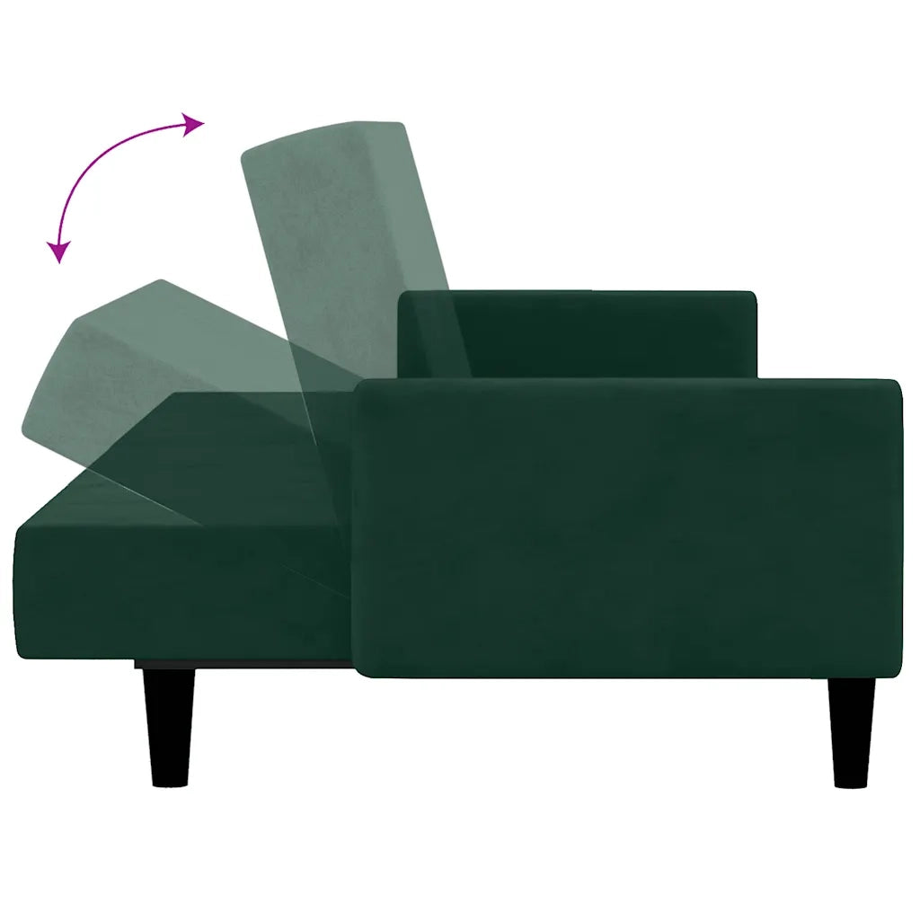 Divano letto | Sof¨¤ letto | Letto singolo a 2 Posti Verde Scuro in Velluto