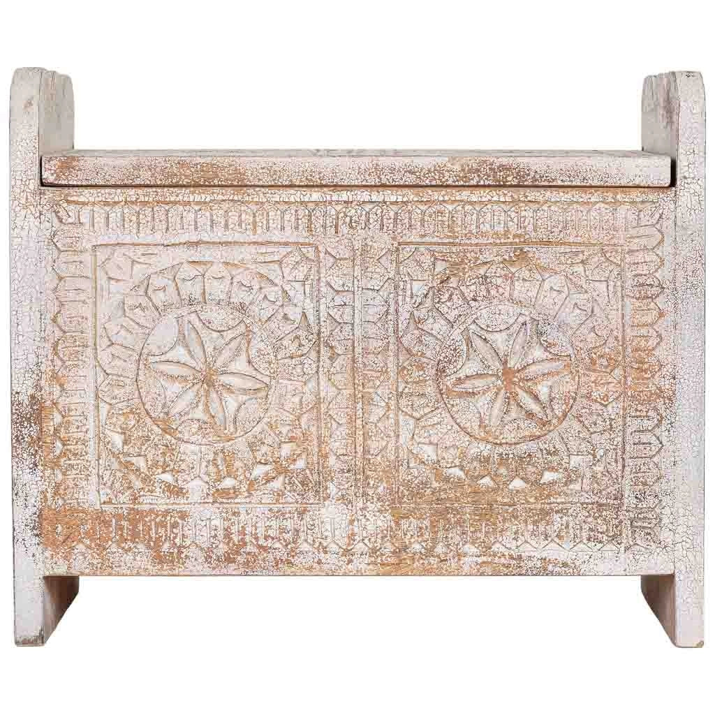 Baule in legno bianco e marrone artigianale 60x36x50 cm