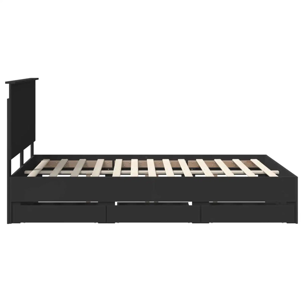 Letto matrimoniale | Letto per adulti | Struttura del letto Nero 160 x 200 cm Legno Ingegnerizzato