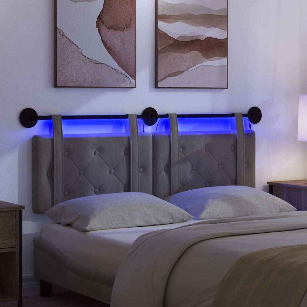 Testiera sospesa Con luce LED Grigio Scuro Velluto 3424165