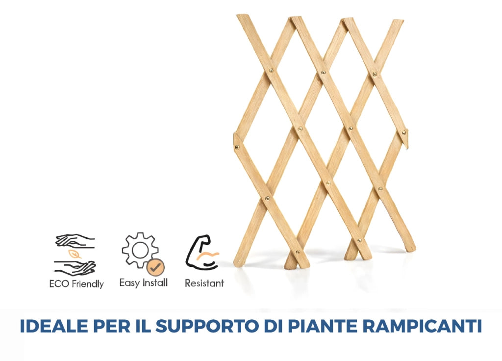 Traliccio Estensibile In Legno Per Piante Rampicanti Recinzione Giardino Balcone - 100x200 - Naturale