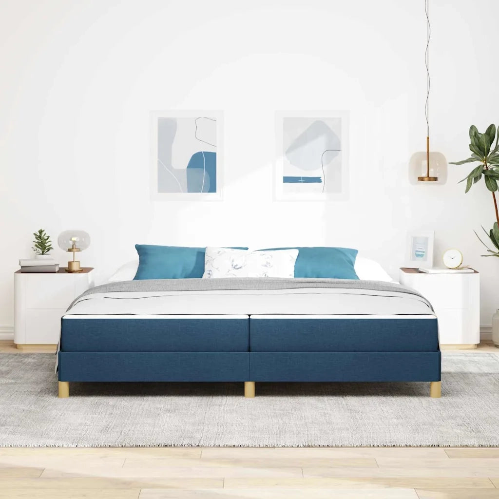 Letto a molle con materasso Blu 200 x 200 cm Tessuto