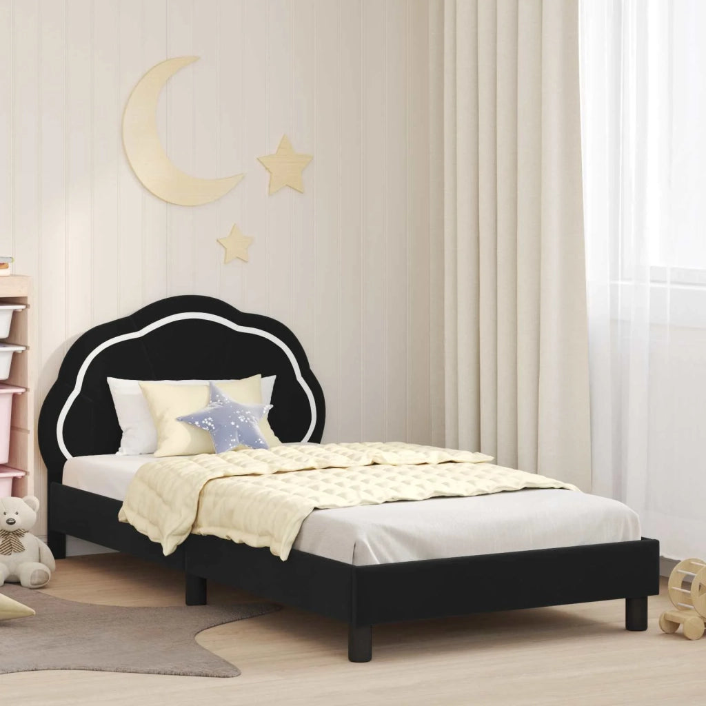 Struttura letto bambini con testata-Giroletto per bambini Nero 90 x 190 cm Velluto 381383
