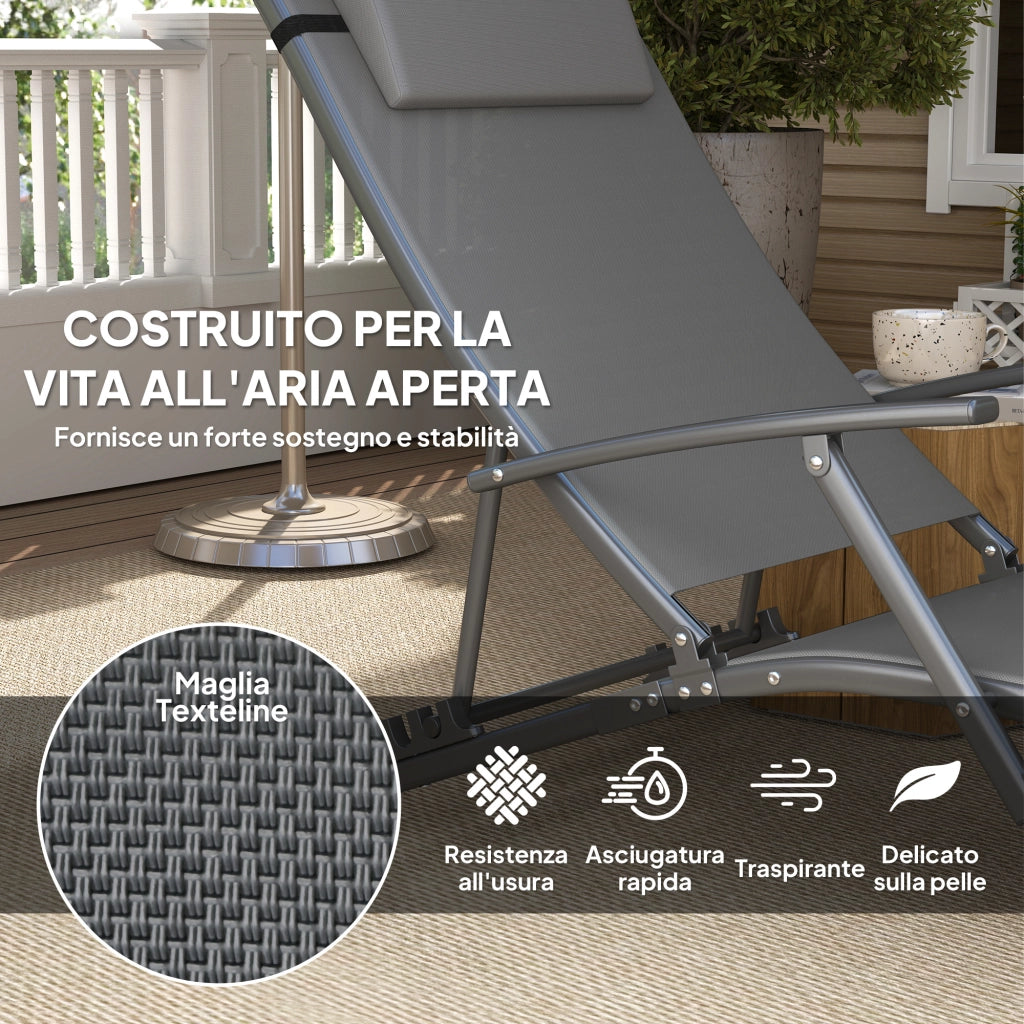Sdraio da Giardino Pieghevole con Cuscino ¨C Zephmum ¨C Grigio