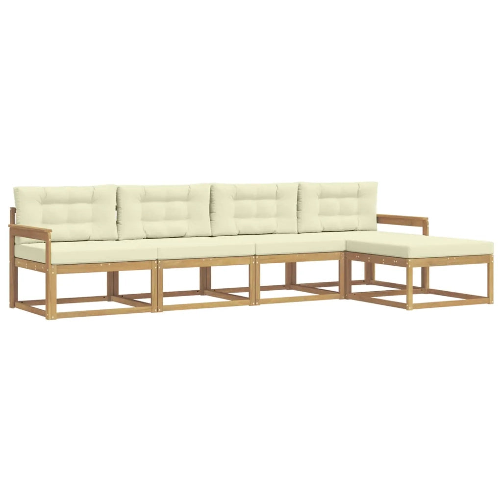 Set di divani da esterno 4 pz Bianco e Crema Poliestere 3386294
