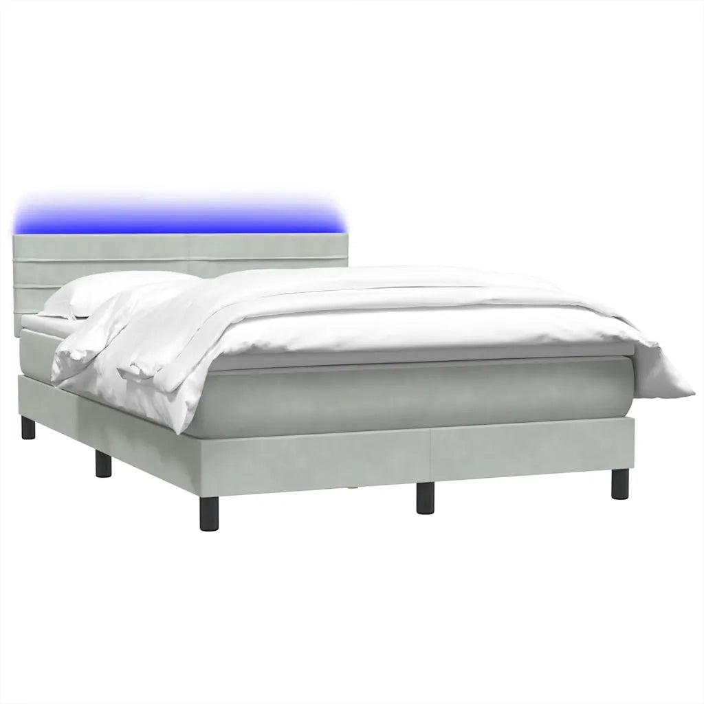 Letto a Molle con Materasso e LED Grigio Chiaro 160x220cm Velluto 3317031
