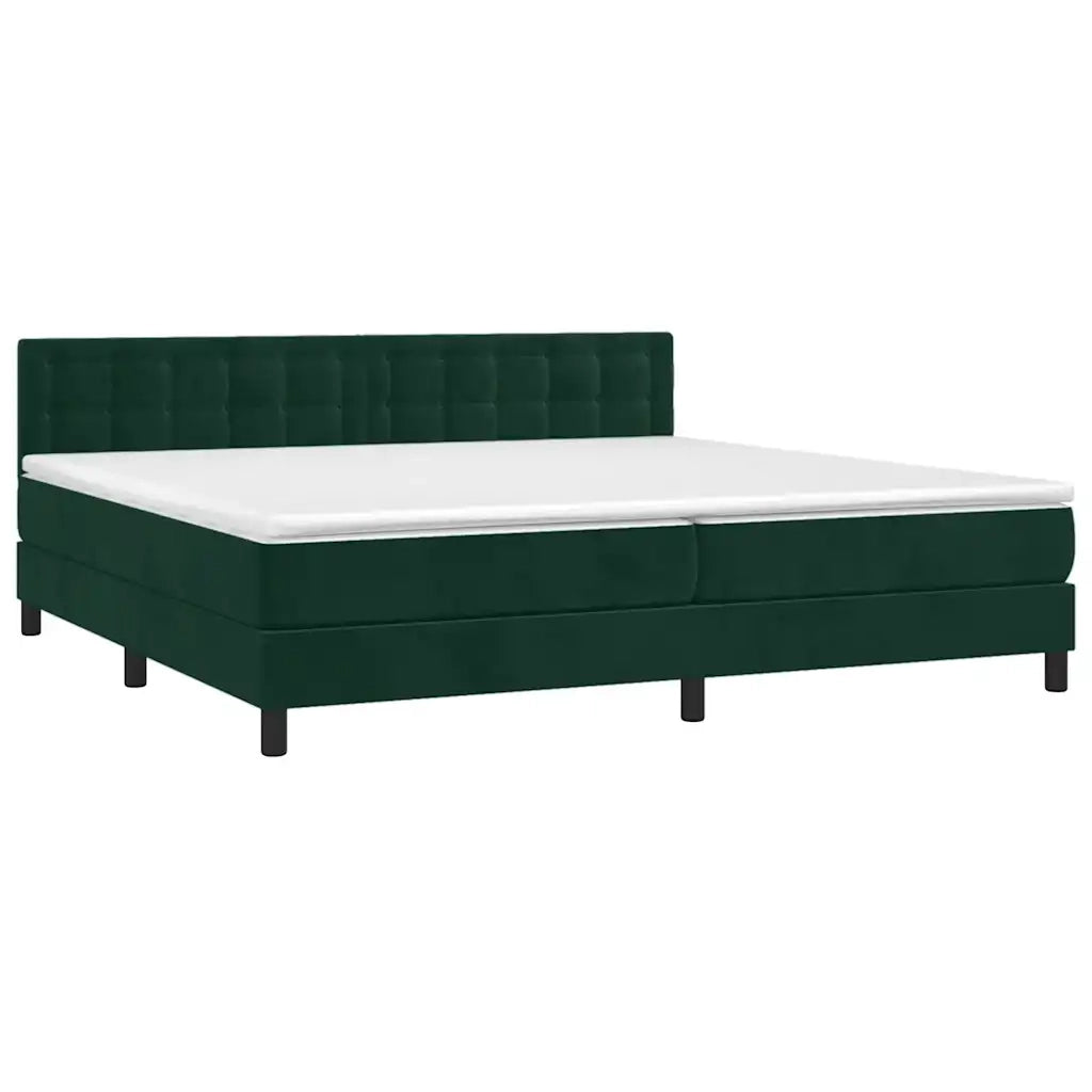 Giroletto a Molle con Materasso Verde Scuro 200x200 cm Velluto 3141566